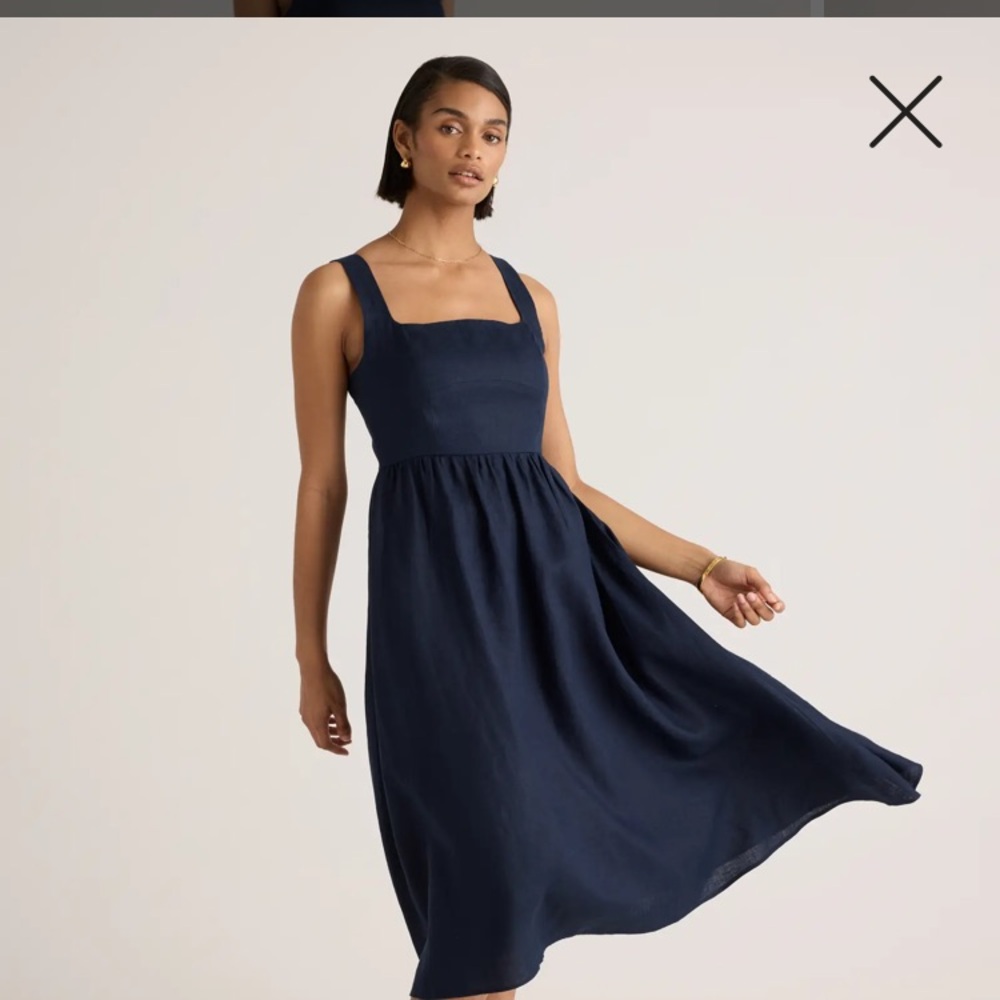 NWT Quince 100% European Linen Fit & Flare Midi Dress